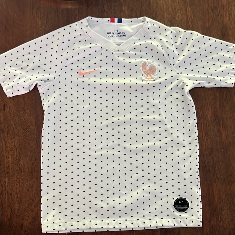 Nike White and Navy France Soccer Jersey